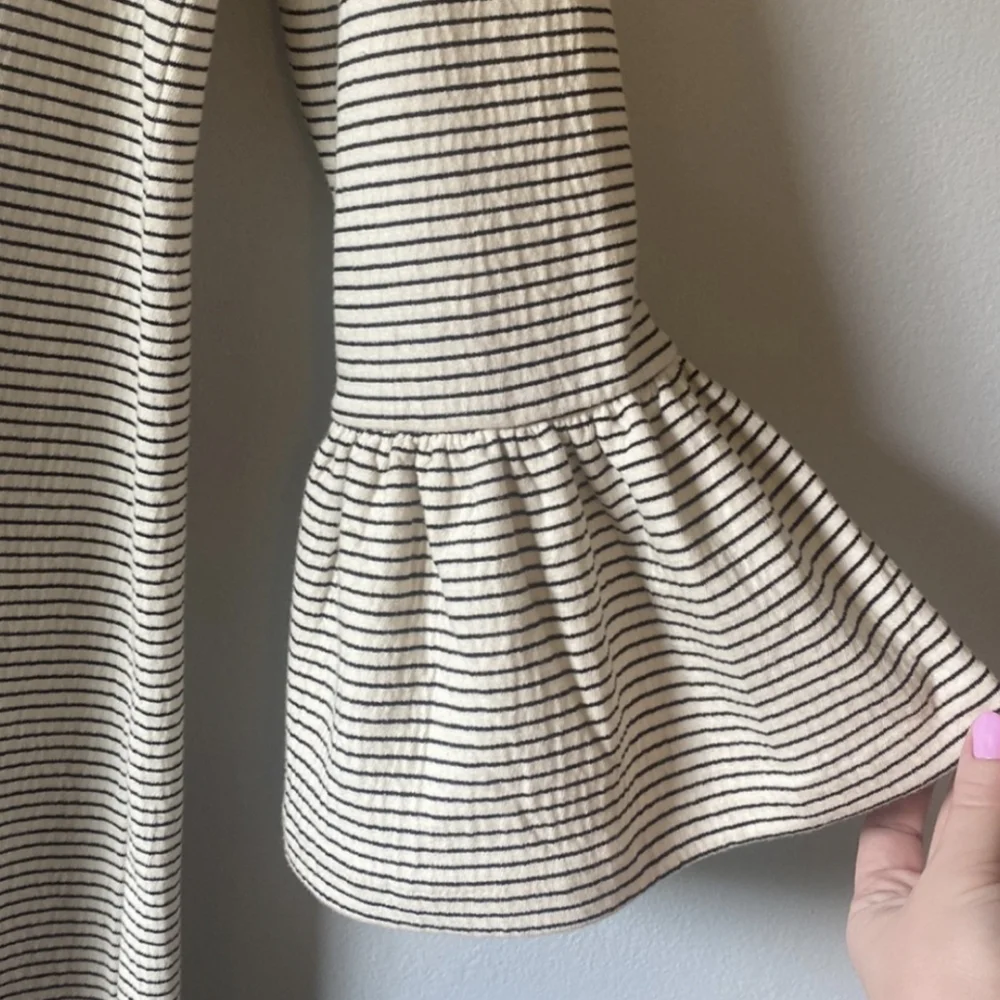 J. Crew Stripe Ruffle Bell Sleeve Mini Dress